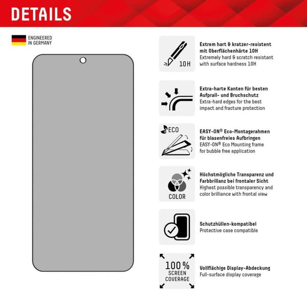 Displex skærmbeskytter leveret til Samsung Galaxy S24 Plus - Displex Real Privacy Glass FC
