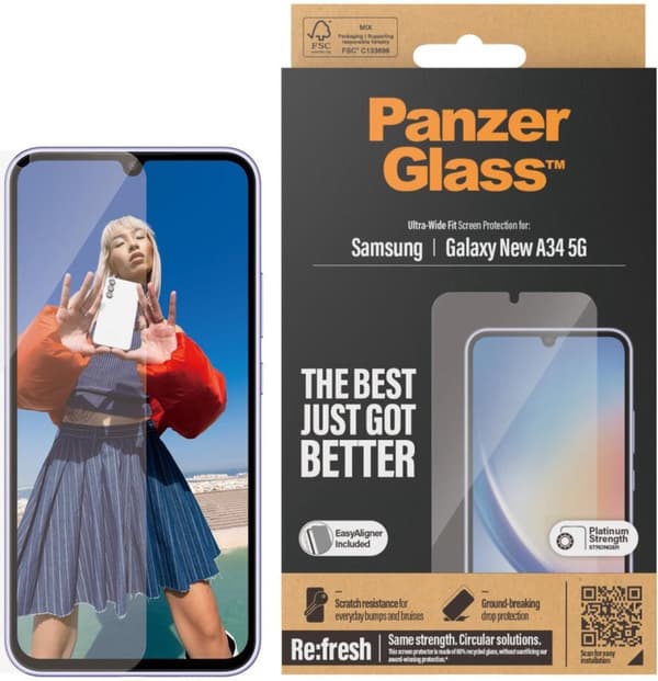 PanzerGlass® skærmbeskytter Samsung Galaxy A35 5G | Ultra-Wide Fit med EasyAligner - Samsung - Sams