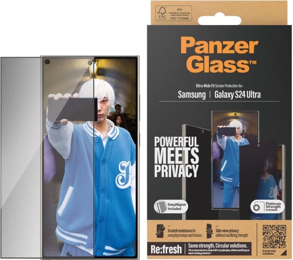 PanzerGlass® Privacy Screen Protector Samsung Galaxy S24 Ultra | Ultra-Wide Fit med EasyAligner - Sam