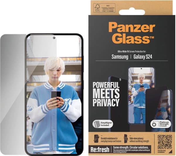 PanzerGlass® Privacy Screen Protector Samsung Galaxy S24 | Ultra-Wide Fit med EasyAligner - Samsung -