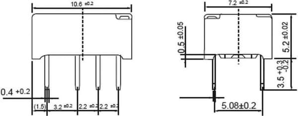 Fujitsu FTR-B3 CA 12V trykt relæ 12 V/DC 2 A 2x skiftekontakt 1 stk.