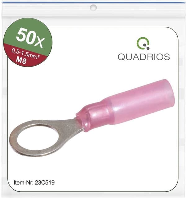 Quadrios 23C519 tværsnit ringkabelsko (maks.) = 1,5 mm² hul Ø = 8,5 mm delvist isoleret 50