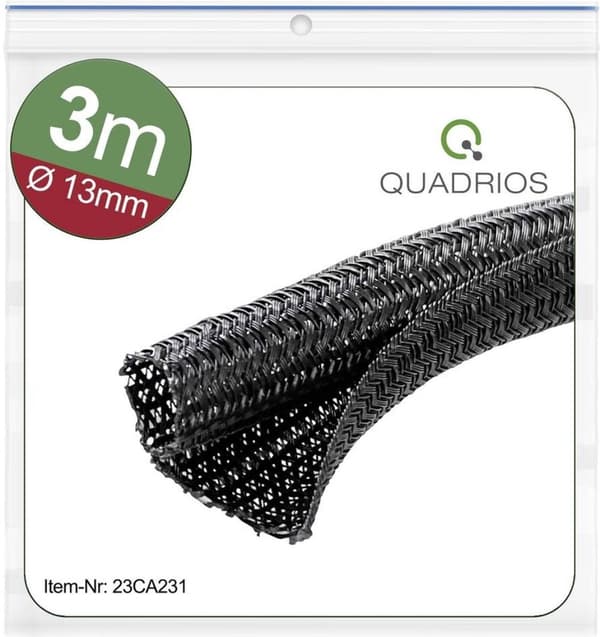 Quadrios 23CA231 23CA231 Flettet slange Sort Polyester 13 til 14 mm 3 m