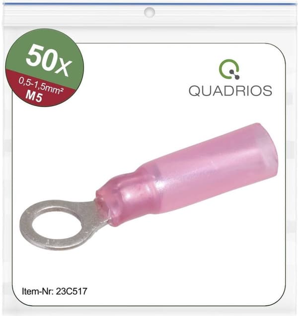Quadrios 23C517 tværsnit ringkabelsko (maks.) = 1,5 mm² hul Ø = 5,3 mm delvist isoleret 50