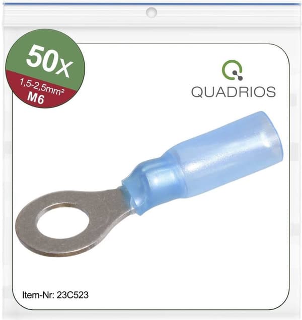 Quadrios 23C523 tværsnit ringkabelsko (maks.) = 2,5 mm² hul Ø = 6,5 mm delvist isoleret 50