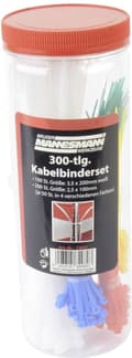 Miniatyrbillede 1 af 2: Brüder Mannesmann M13051 kabelbindersortiment 100 mm, 200 mm hvid, rød, grøn, gul, blå 300 stk.