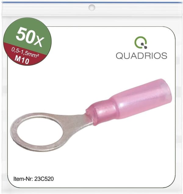 Quadrios 23C520 tværsnit ringkabelsko (maks.) = 1,5 mm² hul Ø = 10,5 mm delvist isoleret 5