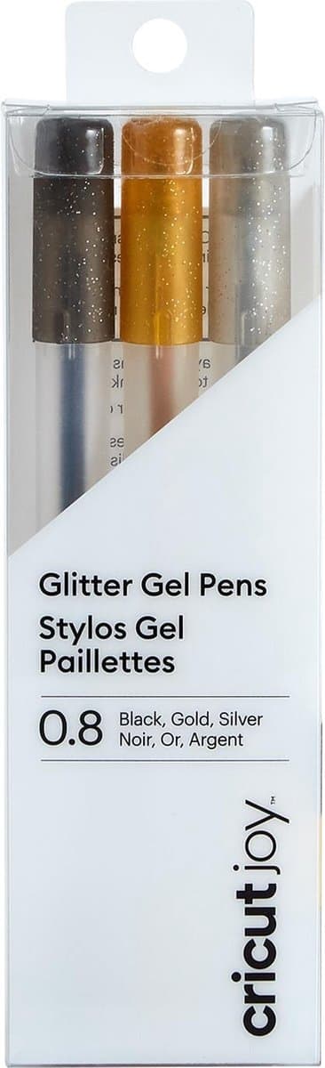 Cricut Joy Medium Point Gel Pen Sæt - glittersort, guld, sølv - 3 stk