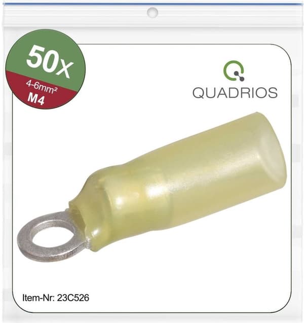Quadrios 23C526 tværsnit ringkabelsko (maks.) = 6 mm² hul Ø = 4,3 mm delvist isoleret 50 s