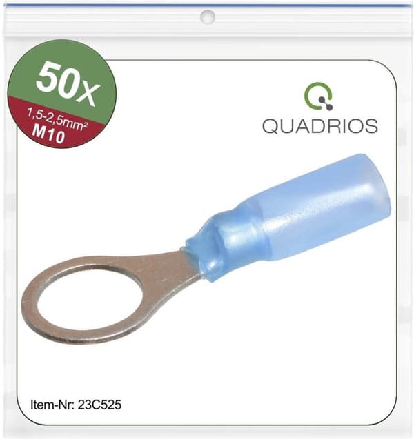 Quadrios 23C525 tværsnit ringkabelsko (maks.) = 2,5 mm² hul Ø = 10,5 mm delvist isoleret 5