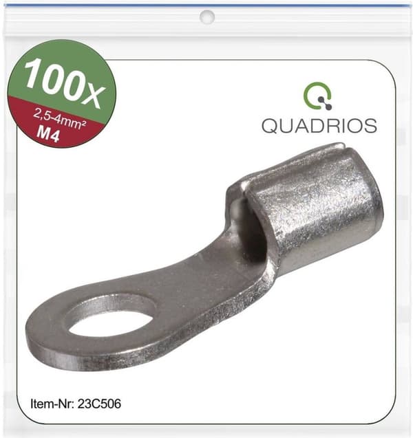 Quadrios 23C506 tværsnit ringkabelsko (maks.) = 4 mm² hul Ø = 4,3 mm uisoleret 100 stk. (23C5)