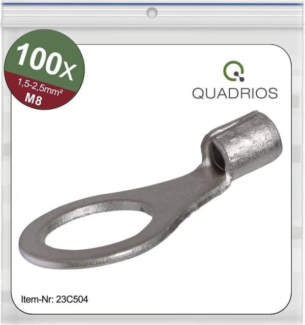 Quadrios 23C504 tværsnit ringkabelsko (maks.) = 2,5 mm² hul Ø = 8,5 mm uisoleret 100 stk. (23 stk.