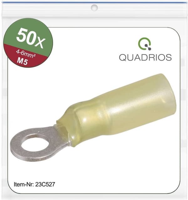 Quadrios 23C527 tværsnit ringkabelsko (maks.) = 6 mm² hul Ø = 5,3 mm delvist isoleret 50 s
