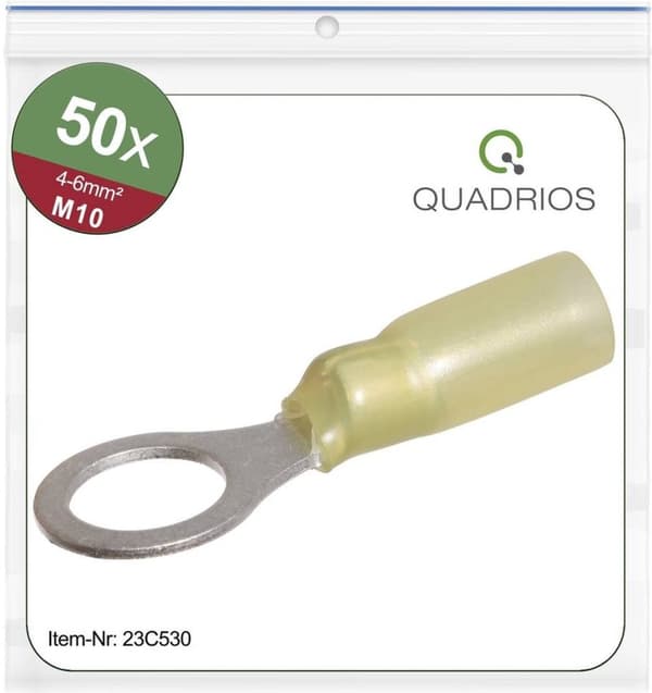 Quadrios 23C530 tvärsnittsringkabelsko (max.) = 6 mm² hål Ø = 10,5 mm delvis isolerad 50