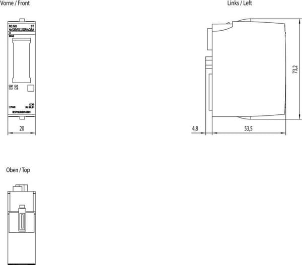 Siemens Dig.Industr. SIMATIC relæmodul NO 4x120V DC 6ES7132-6HD01-0BB1 (6ES71326HD010BB1)