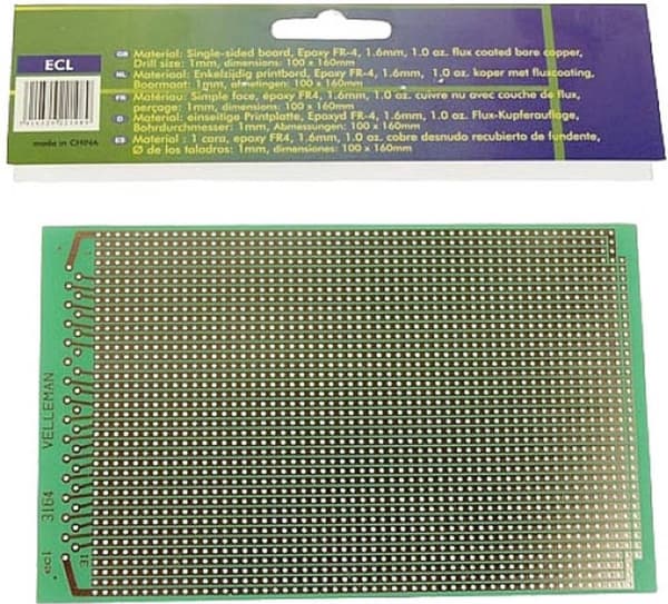 Velleman B/ECL Euroboard (L x B) 160 mm x 100 mm Indhold 25 stk (B/ECL)
