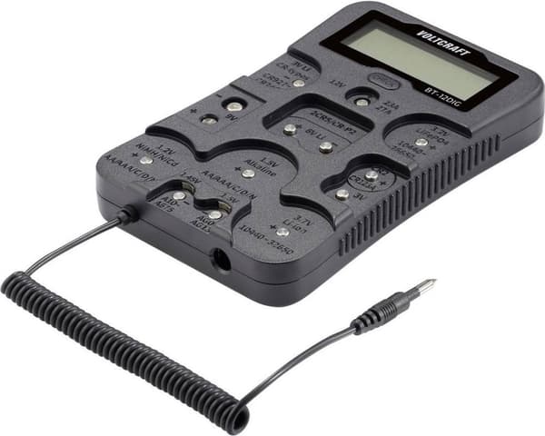 VOLTCRAFT batteritestare BT-12DIG mätområde (batteritestare) 1,2 V, 1,5 V, 3 V, 3,7 V, 6 V, 9 V, 12 V batteri,