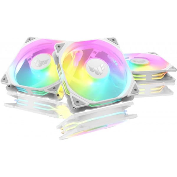 Asus TUF Gaming TR 120 ARGB Reverse PWM-fläkt, 120 mm, vit, 3-pack Vit