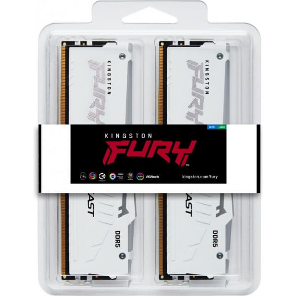Kingston FURY Beast White DDR5 RGB 6400 MHz CL32 32 GB hukommelsesmodulpakke