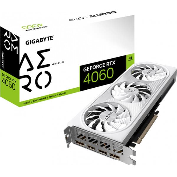 Gigabyte GeForce RTX 4060 AERO OC 8G -grafikkort Hvid