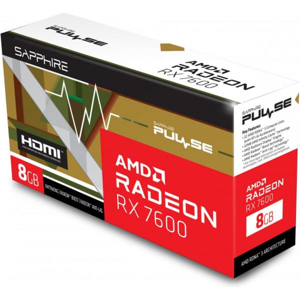 SAPPHIRE PULSE AMD Radeon RX 7600 8G -näytönohjain