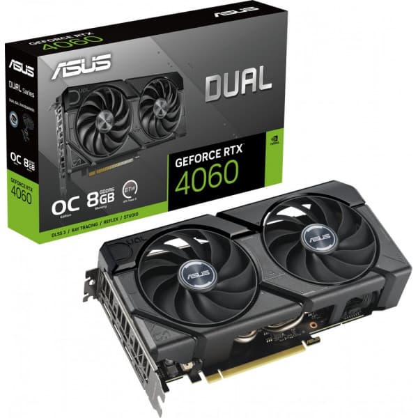 Asus GeForce DUAL-RTX4060-O8G-EVO grafikkort Sort
