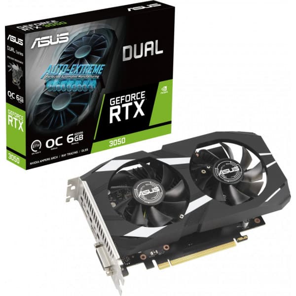 Asus DUAL GeForce RTX 3050 OC 6GB -näytönohjain musta