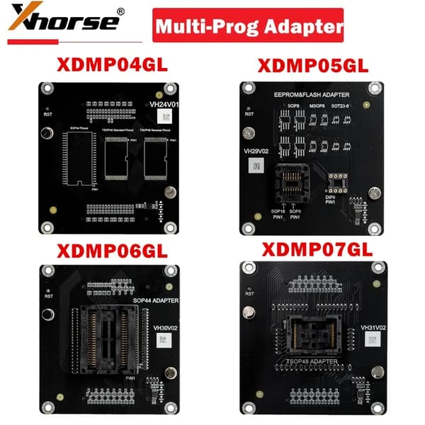 Xhorse Multi-Prog -ohjelmoijan adapterit, tukee SOP44:ää ja TSOP48:aa, yhteensopiva EEPROMin ja FLASHin kanssa,KAIKKI 4 TYYPPIÄ ADAPTEREITA