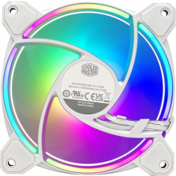 Cooler Master MasterFan MF120 Halo² ARGB -ventilator, 120 mm, hvid, 3-pack