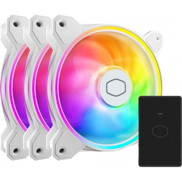 Cooler Master MasterFan MF120 Halo² ARGB -ventilator, 120 mm, hvid, 3-pack Hvid