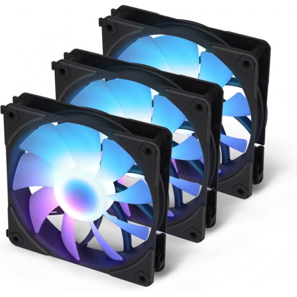 Blackstorm Luna UF120 ARGB PWM -tuuletinpakkaus, musta, 120 mm, 3 kpl pakkaus