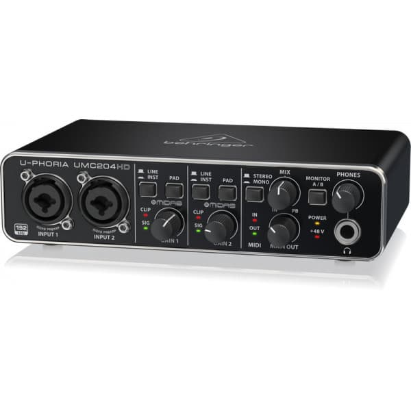 Behringer U-Phoria UMC204HD ljudkort USB-buss