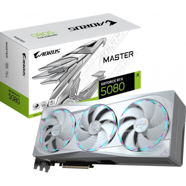 Gigabyte AORUS GeForce RTX 5080 MASTER ICE 16 GB grafikkort Vit
