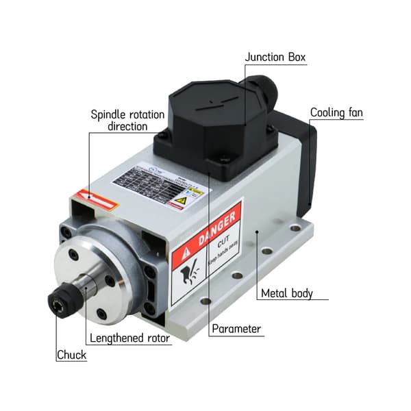 CNC Luftkølet Spindelmotor, Høj Driftshastighed, Luftkølesystem,Koblingsboks, 2.2kw 220v
