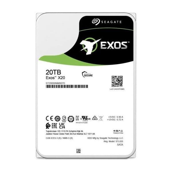 Seagate Exos X20 20 Tb SATAIII 256 Mb 3,5" hårddisk