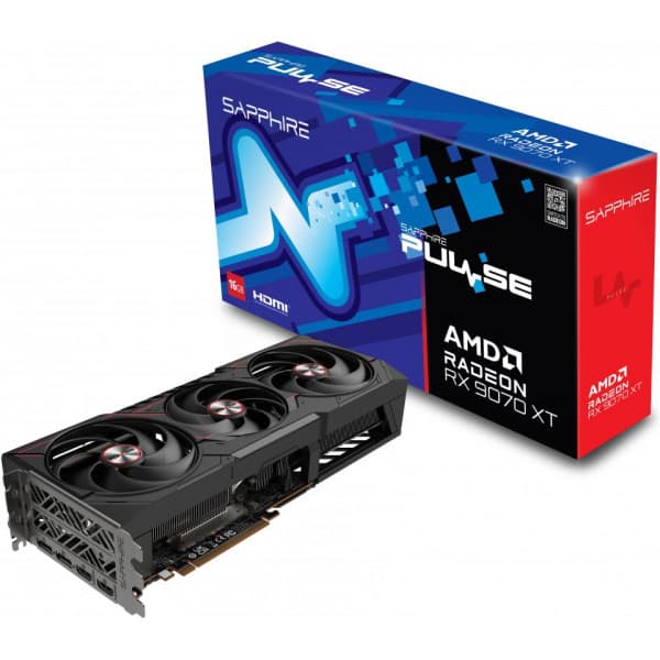 Sapphire PULSE AMD Radeon RX 9070 XT grafikkort Svart