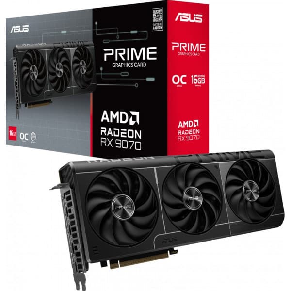ASUS Prime Radeon RX 9070 OC Edition 16 GB grafikkort Svart
