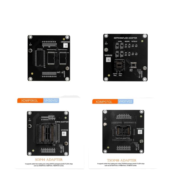 Xhorse Multi-Prog Adapter Kits, understøtter SOP44 og TSOP48, kompatibel med EEPROM og FLASH chips.