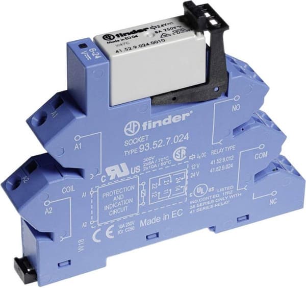 Finder 38.62.0.024.0060 Koblingsrelæ 24 V/DC, 24 V/AC 8 A 2x skiftekontakt 1 stk.