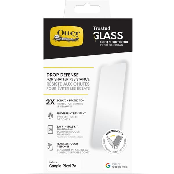 OtterBox Trusted Glass Screen Protector til Google Pixel 7a - Hærdet glas - x2 Break Protection - Ridser og fald (77-92108)