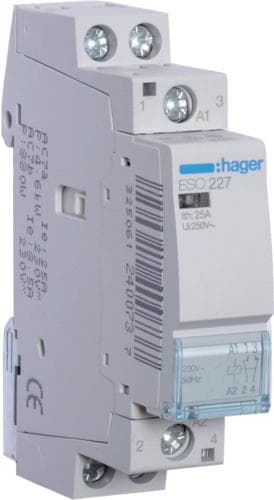 Hager ESC227. Kontaktstrøms bæreevne: 25 A. AC-indgangsspænding: 230 V (ESC227)