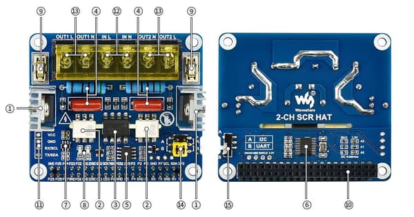 2-kanals Triac-udvidelseskort til Raspberry Pi