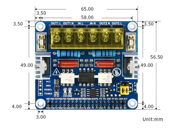 2-kanals Triac-udvidelseskort til Raspberry Pi
