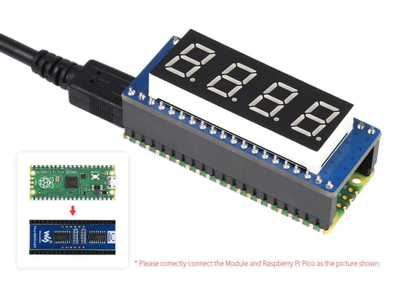 4-cifret 8-segment displaymodul til Raspberry Pi Pico