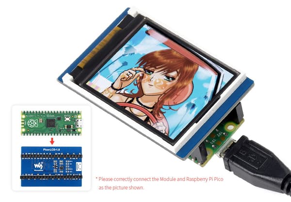 LCD-displaymodul 1,8 tums LCD för Raspberry Pi Pico