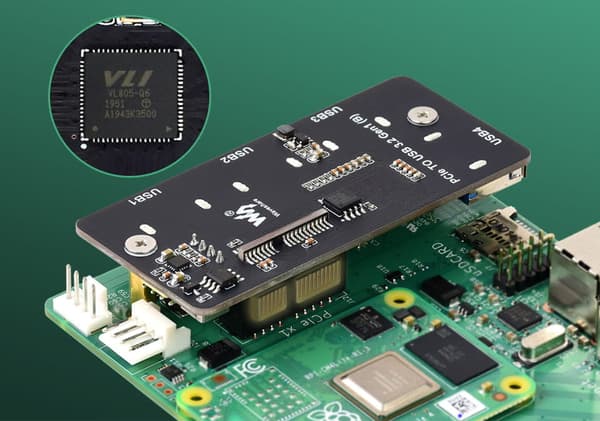 PCIe - 4x USB 3.2 Gen1 -sovitin Raspberry Pi CM4 -levylle