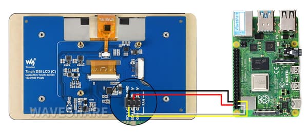 Kapacitiv 7-tums IPS-pekskärm för Raspberry Pi 1024x600 i skyddande fodral
