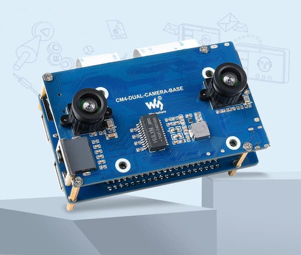 Binokulaarinen kameramoduuli Raspberry Pi CM4:lle ja liitäntälaajentimella