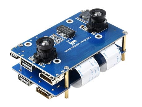 Binokulaarinen kameramoduuli Raspberry Pi CM4:lle ja liitäntälaajentimella