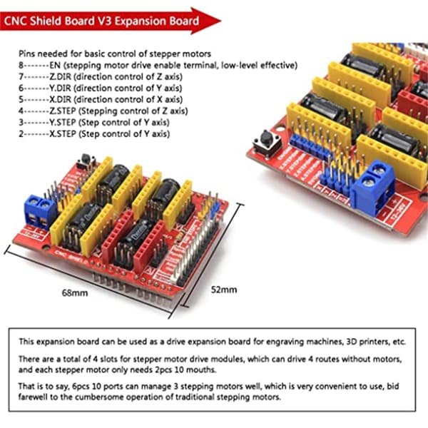 CNC-controllerkit, Nema 17 steppermotorer, høj holdetorque, UNO R3 forbedringskort